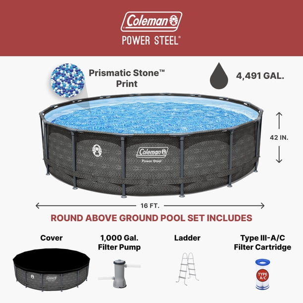 Coleman Power Steel 16 ft x 42 in. Above Ground Round Pool Set for