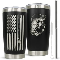 Fishing Gifts for Men - Stainless Steel American Flag Tumbler 20oz for Fishing Lover - Fathers Day Fishing Gifts From Daughter Son - Birthday Gifts for Dad - Funny Fishing Mugs Cup,Fishing Stuff