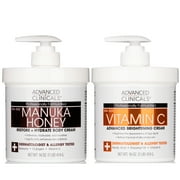Advanced Clinicals Brightening Vitamin C Cream + Moisturizing Manuka Honey Cream 2pc Set, 16 Oz