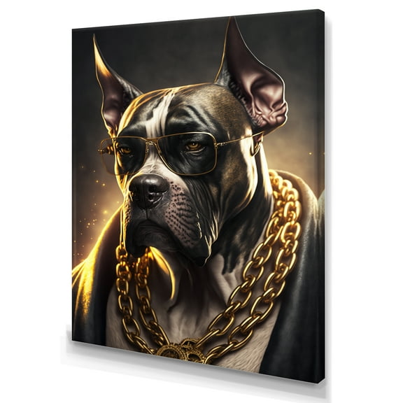 Designart Great Dane Gangster In NYC I Canvas Wall Art