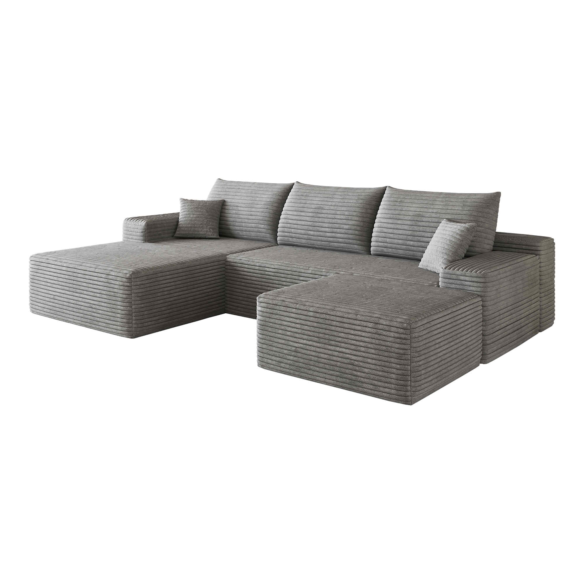 MAYEERTY 107 Inch L‑Shape Cloud Sectional Couch with Chaise, Modern Modular Deep‑Seat Sofa, Plush Corduroy Upholstered Couch, No Assembly Required for Living Room Bedroom Apartment