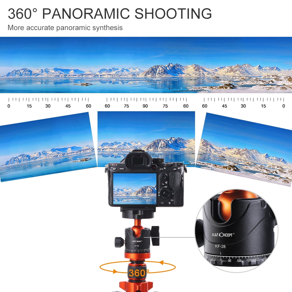 K&F CONCEPT 67" Camera Tripod Monopod with Ball Head 10kg/22lbs Load Capacity K255A4+BH-28L(TM2515M1)
