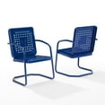 thumbnail image 6 of Crosley Furniture Bates Metal Patio Dining Arm Chair in Glossy Navy (Set of 2), 6 of 13