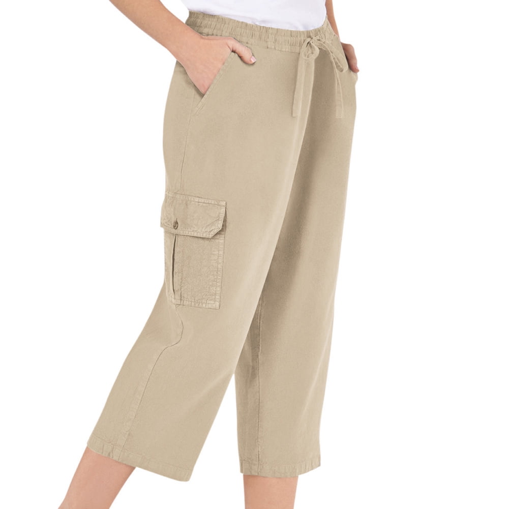 women's cargo capris with pockets