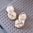thumbnail image 4 of Quealent Girls Leather Soft Closed Toe Princess Flat Shoes Summer Sandals(Toddler/Little Kid) White for Size 9.5, 4 of 6