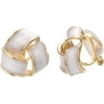 thumbnail image 5 of White Enamel Knot Clip on Earrings for Women Gold Plated Love Knot Earrings Non Pierced Resin Earrings Trendy Jewelry, 5 of 6