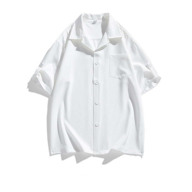 pstuiky Camisas de vestir de manga corta para hombre, Sudadera con capucha de manga corta para hombre, estilo casual, holgada, con botones y manga corta camisas casuales para hombre xl