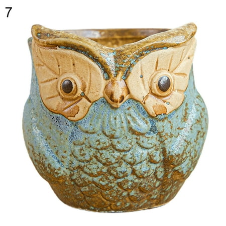 

1pc Owl Pot Ceramic Flowing Glaze Base Serial Set Succulent Plant Pot Cactus Plant Pot Flower Pot Container Planter with Drainage Hole Home Office Desk Garden Gift Idea