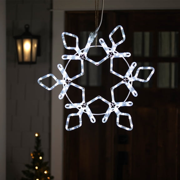 Northlight LED Rope Light Snowflake Christmas Decoration - 24" - Pure White Lights