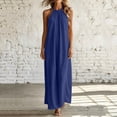 thumbnail image 6 of Tqcoqu Sleeveless Long Dress for Women,Boho Halter Maxi Sundress Casual Loose Dresses,Navy Women's S-XXL, 6 of 7