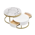 thumbnail image 3 of Table Basse Ronde Moderne Gigogne avec Tiroirs, Blanche, 3 of 9