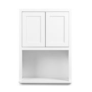 27" Wide 39" Tall 14" Deep Microwave Wall Kitchen Cabinet Snow White Inset Shaker - Unassembled