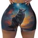 thumbnail image 2 of Balery Moonlit Night Sky Wolf Pantalones cortos de entrenamiento estampados para mujer, sin costuras, ajustados, para gimnasio, yoga, correr, deportes, ejercicio activo, fitness.-X-Large, 2 of 8