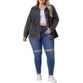 thumbnail image 2 of Agnes Orinda Women's Plus Size Denim Jacket Casual Long Sleeve Vintage Jean Jackets with Pockets 4X Dark Gray, 2 of 6