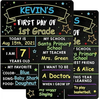First and Last Day of School Board - 12” X 10” Double-Sided - My First &  Last Day of School Sign Erasable Chalkboard - 1st Day School Signs for Kids  Back to