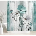 thumbnail image 4 of Rustic Farmhouse Shower Curtain, Farm Teal Daisy Floral Flowers and Butterfly on Country Wooden Shower Curtain for Bathroom, Turquoise Blue Bathroom Shower Curtains with 12PCS Hooks, 70X75IN, 4 of 18