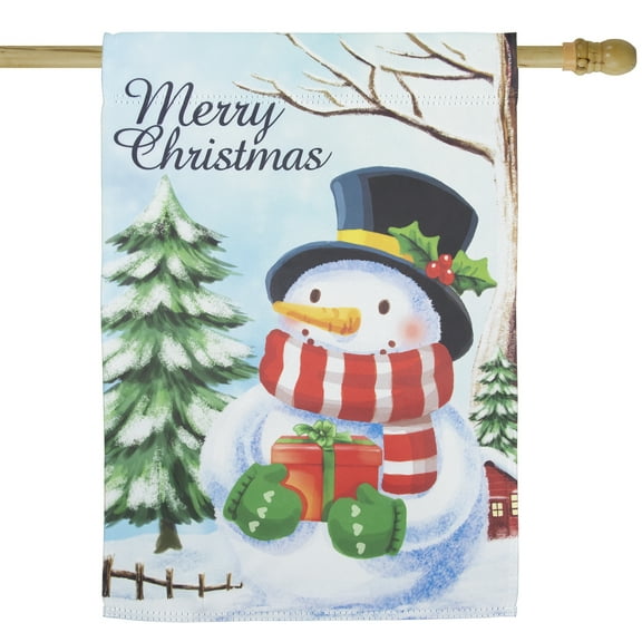 Northlight Merry Christmas and Snowman Outdoor House Flag 28" x 40"