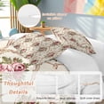 thumbnail image 3 of Vintage Pink Red Floral Bedding 3 Piece Duvet Cover Set Queen Size, Farmhouse Flower Green Leaf Soft Microfiber Comforter Cover with Zipper Closure & Pillowcases, Wrinkle & FadeResistant Quilt Cover, 3 of 9