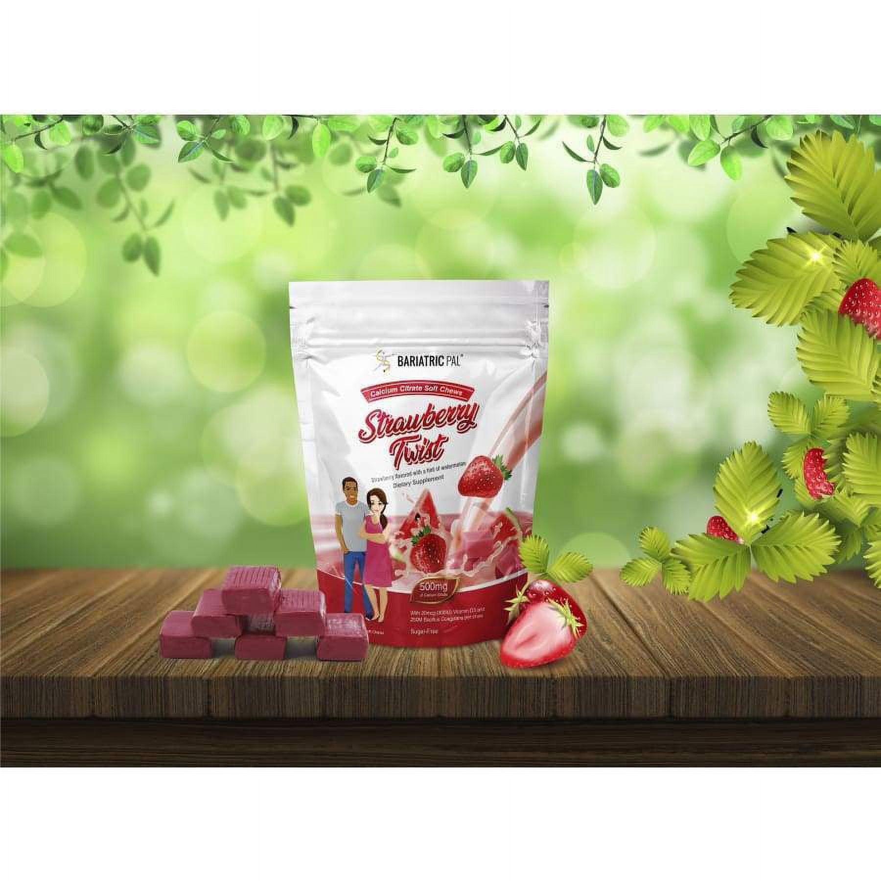 BariatricPal Sugar-Free Calcium Citrate Soft Chews 500mg with Probiotics - Strawberry Watermelon Twist Size: 180ct