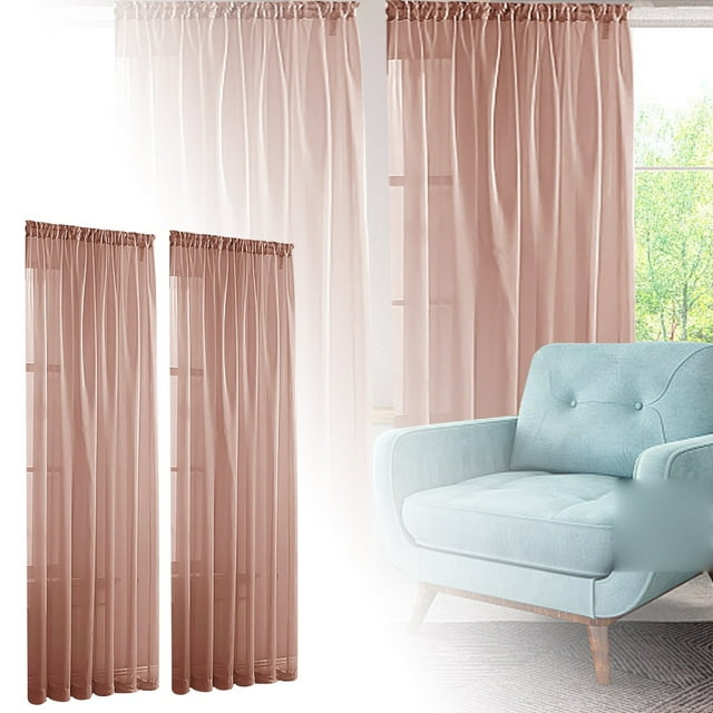 Window Curtains Polyester Solid Color Semi Sheer Privacy Light for Any Room