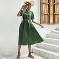 thumbnail image 4 of Sngxgn Women Summer Bodycon Backless Maxi V Neck Dress(Green,L), 4 of 9