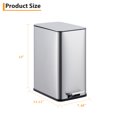 thumbnail image 2 of 10 Liter Small Bathroom Step Trash Can with Soft-Close Lid, Hands-Free Pedal & Removable Inner Bucket, Fingerprint Resistant Brushed Stainless Steel, 2 of 7