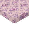 thumbnail image 4 of Ambesonne Damask Fitted Sheet, Pastel Floral Shapes Print, Twin Size, Pale Pink and Violet, 4 of 5