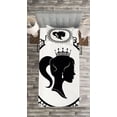 thumbnail image 3 of Ambesonne Cartoon Quilted Bedspread Set 2 Pcs, Profile in Frame Noble, Twin Size, Black and White, 3 of 3
