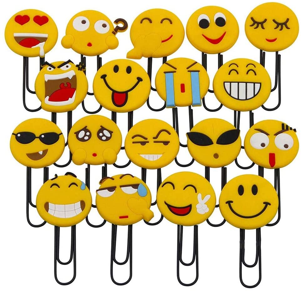 Cute Emoji Bookmarks, Funny Paperclip Bookmark, Novelty Emoticon Book