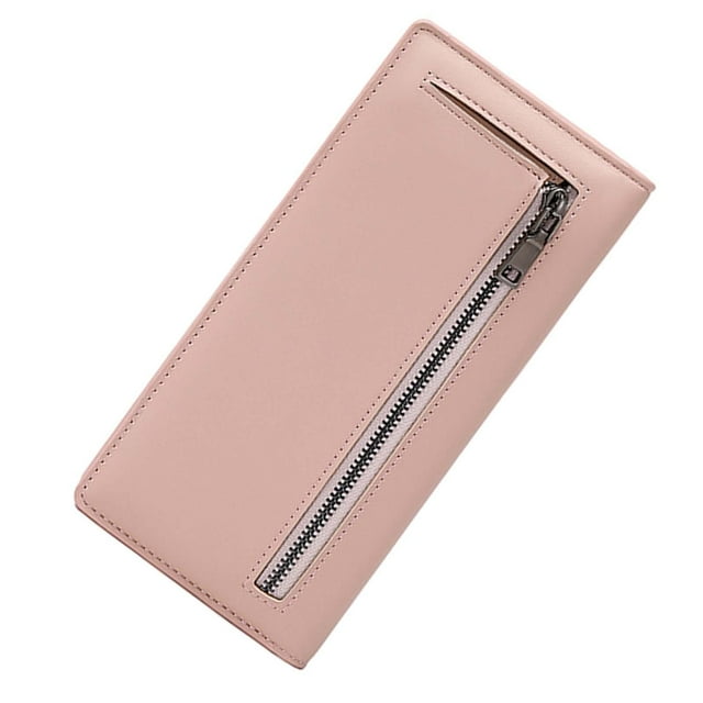 Cartera larga para mujer Fernando de cuero PU organizador de tarjetas elegante minimalista Rosa