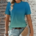 thumbnail image 2 of Youyipin women tee Women's gradient Print Short Sleeve T Shirts Crew Neck Summer Tee Shirts spring tops for women, 2 of 5