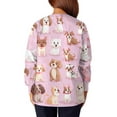 thumbnail image 5 of Dwralegc Pink Scrub Jacket for Woman Cute Cute Cartoon Print Button up Long Sleeve Warm up Scrubs Set Plus Size Nurses Working Uniforms Pink S, 5 of 5