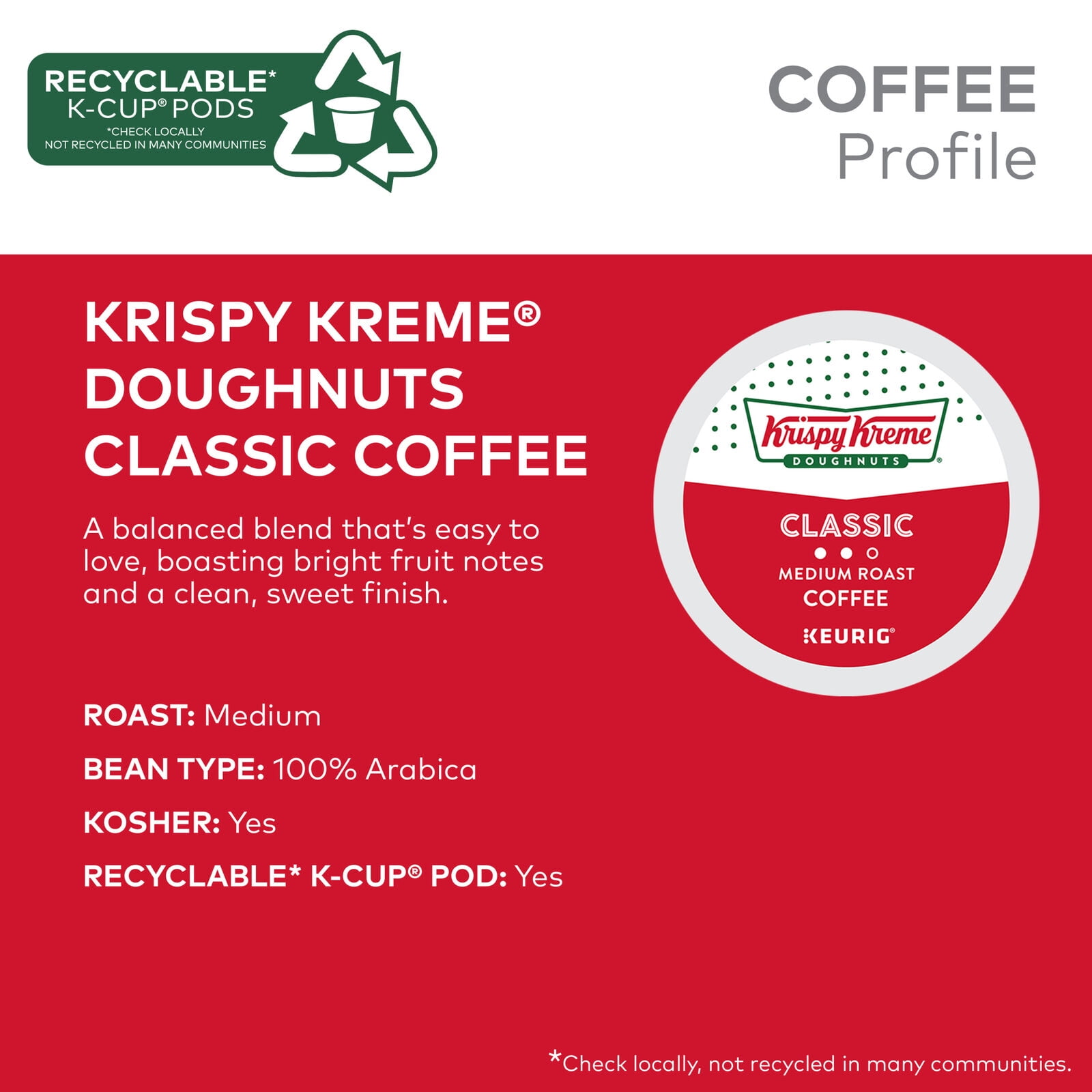 Krispy Kreme Classic, Single-Serve Keurig K-Cup Pods, Medium Roast Coffee, 24 Count
