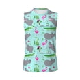thumbnail image 6 of Lsque Hippo With Flamingos And Crocodiles Print Men's Cotton Blend Sleeveless Muscle Shirts (S-3XL)- Moisture Wicking, Odor Protection, UPF 30+,XX-Large, 6 of 8