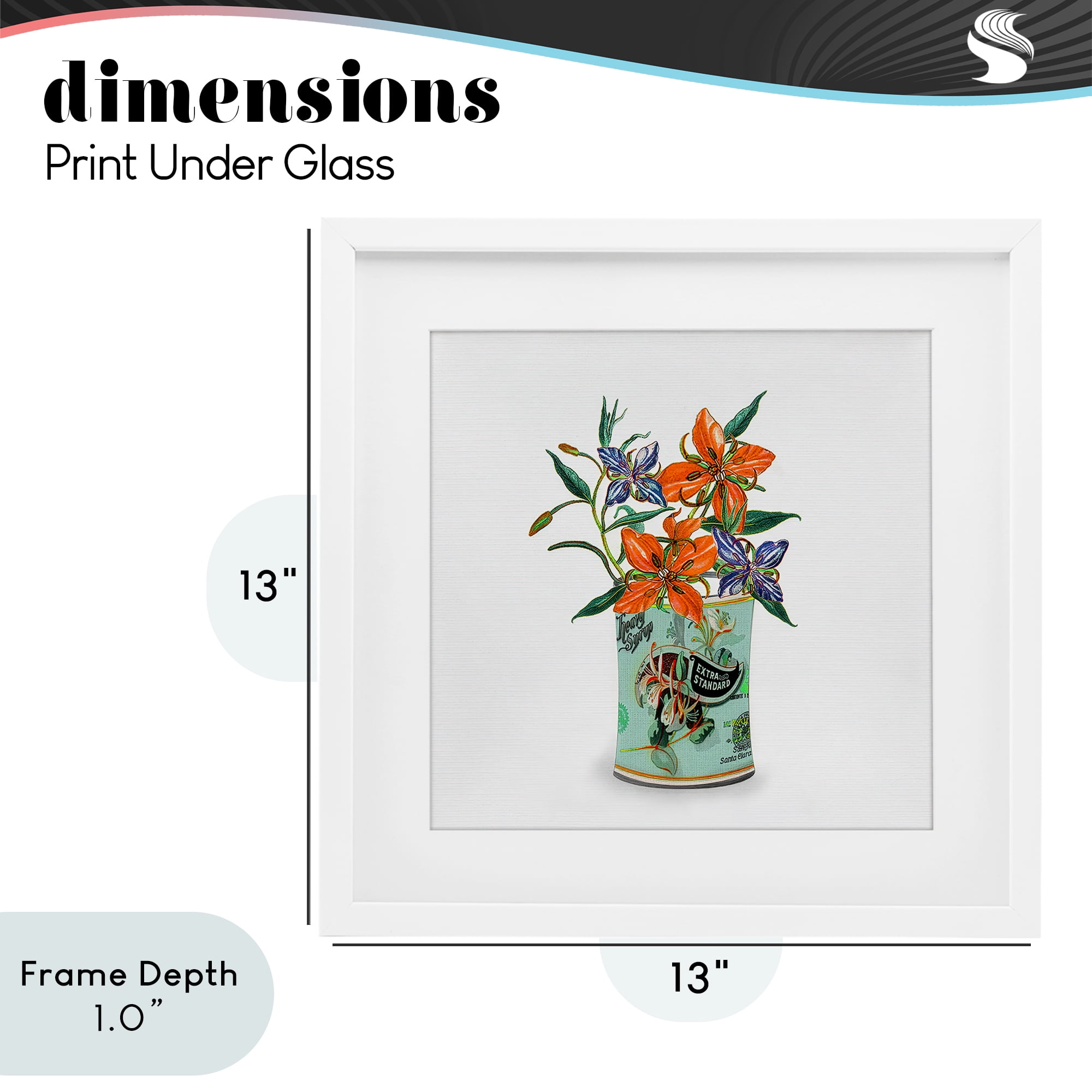 Stupell Industries Lilies in Retro Tin White Framed Print Under Glass, design by Val Rhodes