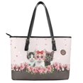 thumbnail image 2 of ZUXONGSY Cat Rose Print Handbag for Women PU Leather Travel Purse Trendy Top Handle Satchel with Zippered for Work Dating, 2 of 6