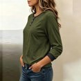 thumbnail image 5 of Perfectbot Women's Raglan 3/4 Sleeve Tee Contrast Trim Henley Neck Casual Fall Everyday T-Shirt, 5 of 8