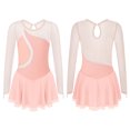 thumbnail image 3 of Vestido de disfraz de patinaje sobre hielo para niñas, ropa de baile de Ballet, vestido de leotardo elegante con diamantes de imitación, vestidos de manga larga con espalda hueca, 3 of 5