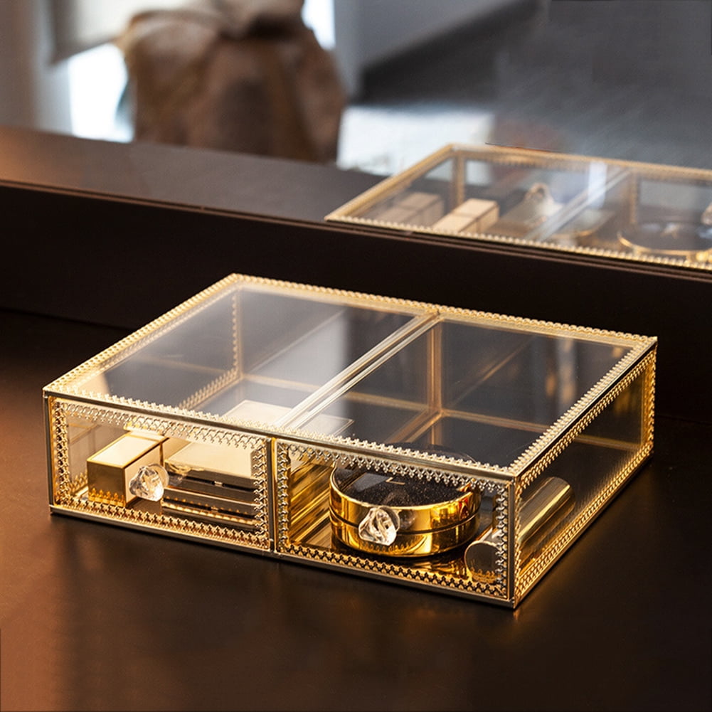 LeKing Vintage Makeup Organizer 3 Layers 6 Drawers Detachable Cosmetic