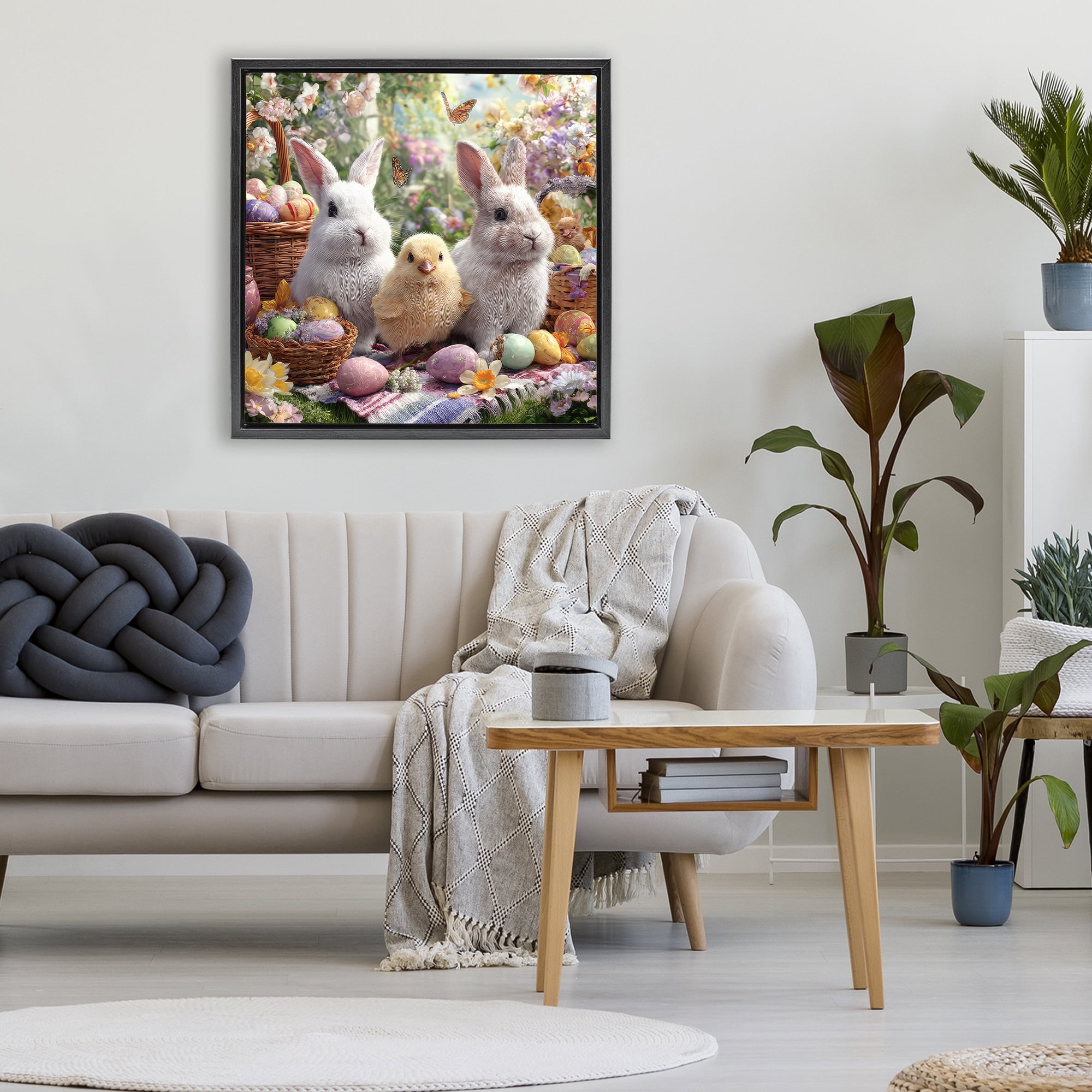 Stupell Industries Easter Animals & Eggs Black Framed Floater Canvas Wall Art, design by The Wands Want