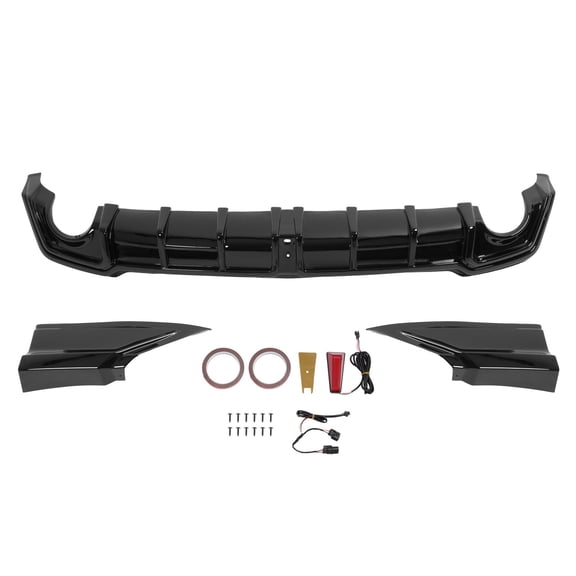 Rear Diffuser with LED Corner Spats Compatible for 2022-2026 Honda Civic Sedan 4-Door, Gloss Black Finishing Kit