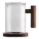 thumbnail image 1 of Taza de té de cristal con la taza de café de cristal de la manija de madera de la taza de té de Infuser y de la tapa, taza de cristal aislada, 1 of 5