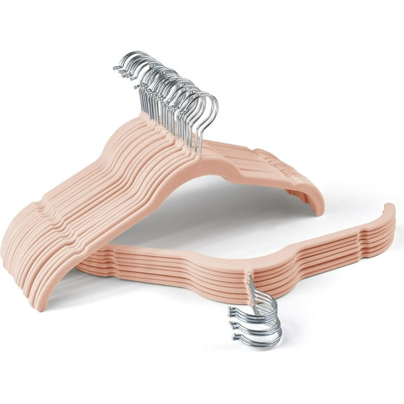 UniVerse Premium Velvet Shirt Hangers 30 Pack, Non-Slip 360° Swivel Hook Space-Saving Felt Hanger, Slim Flocked Hangers for Blouses, Strappy Dresses, Tank Tops(Pink)