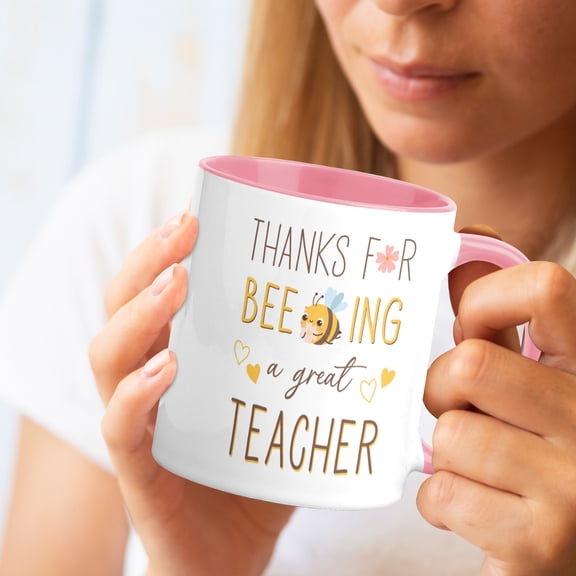 "Best Teacher Ever" Teacher Coffee Mug, 11oz Ceramic Mug, Teacher Appreciation Gifts, End of Term Thank You Gift, Birthday Christmas Gifts for Teachers Women & Men Pink
