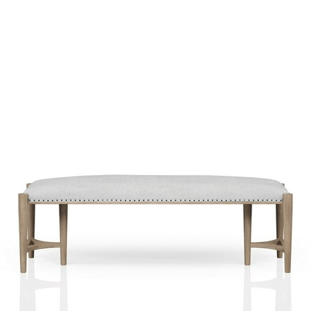Polyester Bench in Sand Color, Solid Wood + MDF Frame / Useful for Waiting Areas