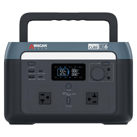 Wagn 600-Watt Lithium Cube Push Button Start 600 Battery Powered Portable Power Station Power Generator