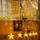 thumbnail image 2 of Guirnalda de luces LED para cortina de ventana de 12 estrellas con 138 luces, control remoto y 8 modos de parpadeo. Decoración para Navidad, bodas, dormitorios, fiestas y cumpleaños. 2,1 m de ancho x, 2 of 5