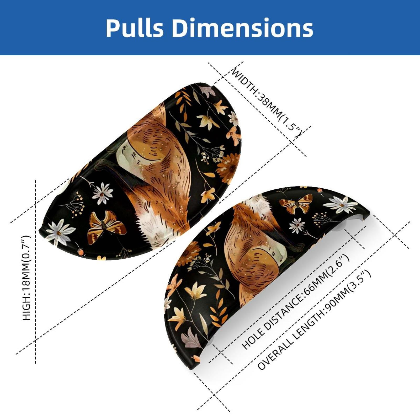 PhooArto 6 Pcs Cup Drawer Pulls, Fox and Flowers Pattern Shell Shape Handles Cabinet Knobs for Dresser Cupboard Closet Wardrobe with Screws