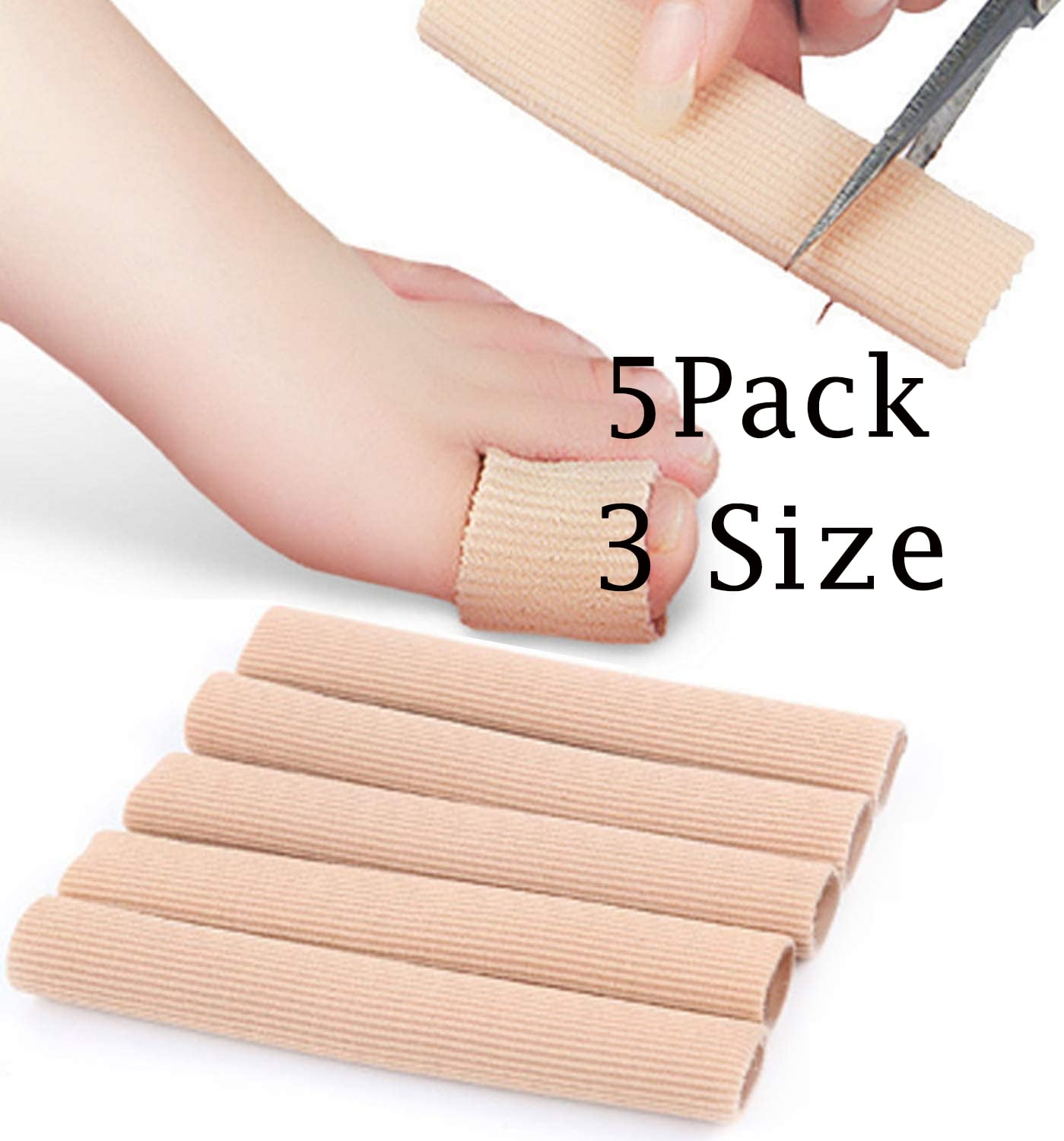 LNKOO Toe Cushion Tube Multi Size Toe Cushion Tube Soft Gel Corn Pad Protectors for Cushions Corns, Blisters, Calluses, Toes and Fingers (5 Pieces, Uncut Size)