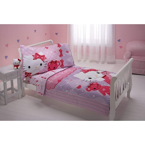 Sanrio 4 Piece Toddler Bedding Set, Hello Kitty and Friends